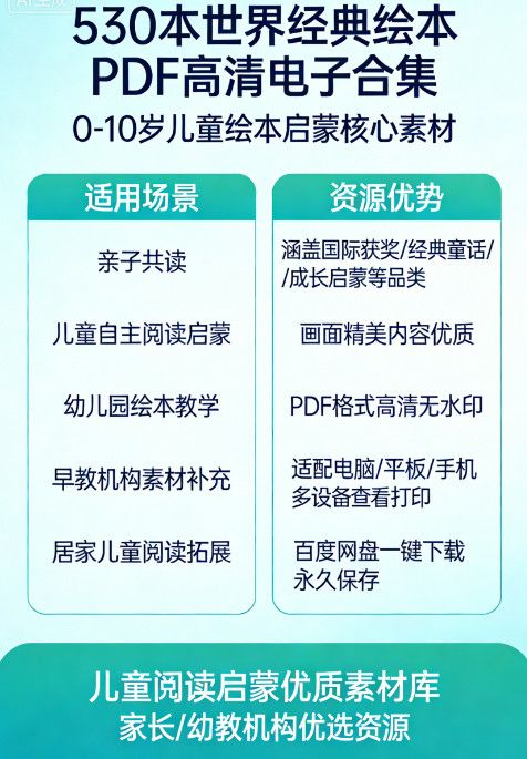 530 本世界经典绘本 PDF | 儿童启蒙绘本高清电子素材 亲子共读必备合集