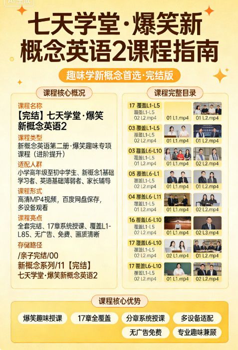 七天学堂·爆笑新概念英语2 全套课程【百度网盘分享】