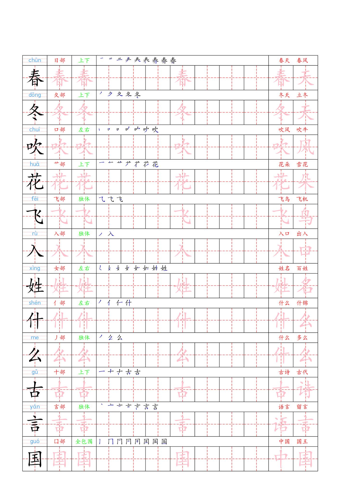 （新版）一年级下册语文写字表一类字贴.pdf