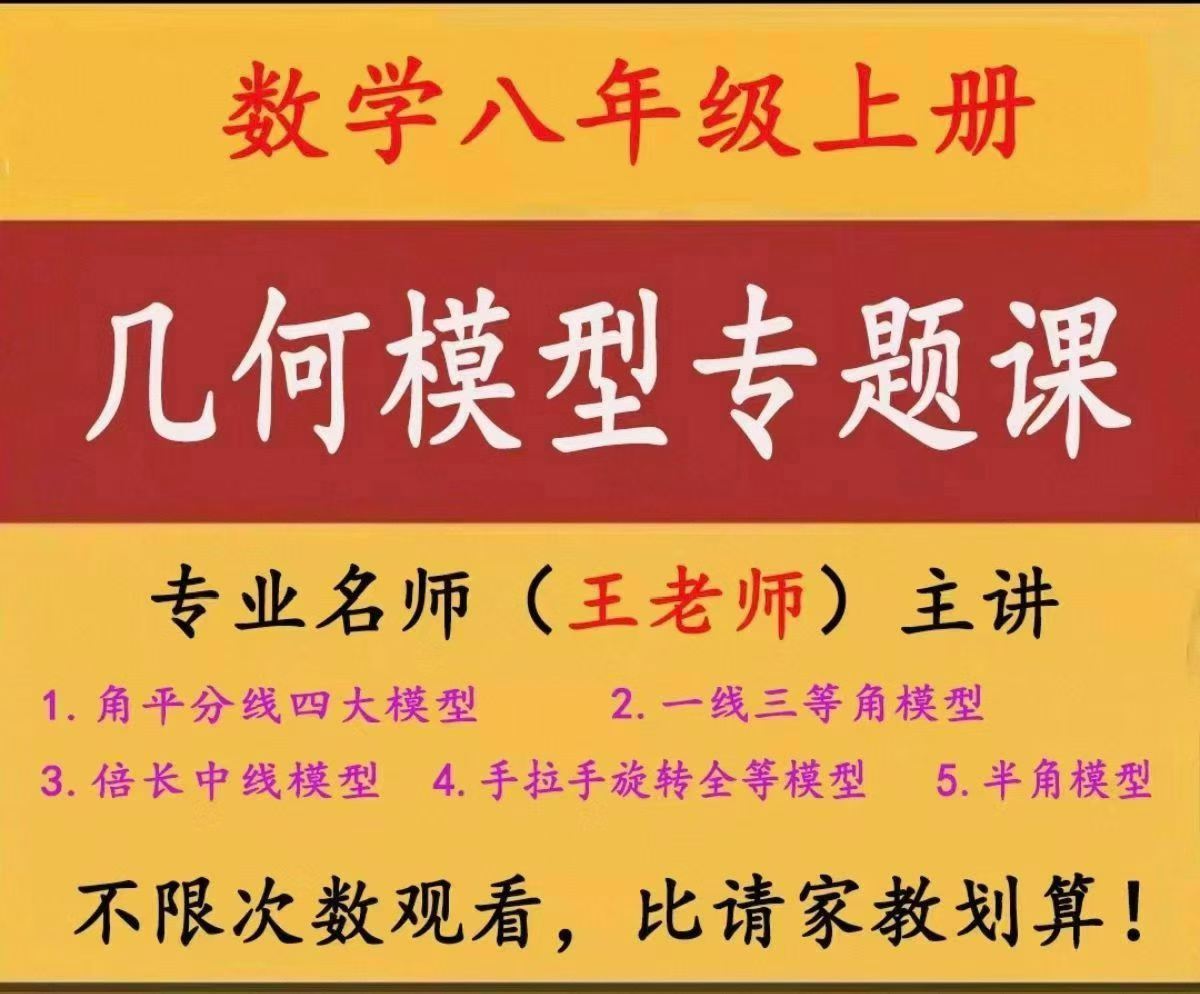 【新增完结】老王撸题【会员免费】 《八年级上册几何模型专题课》