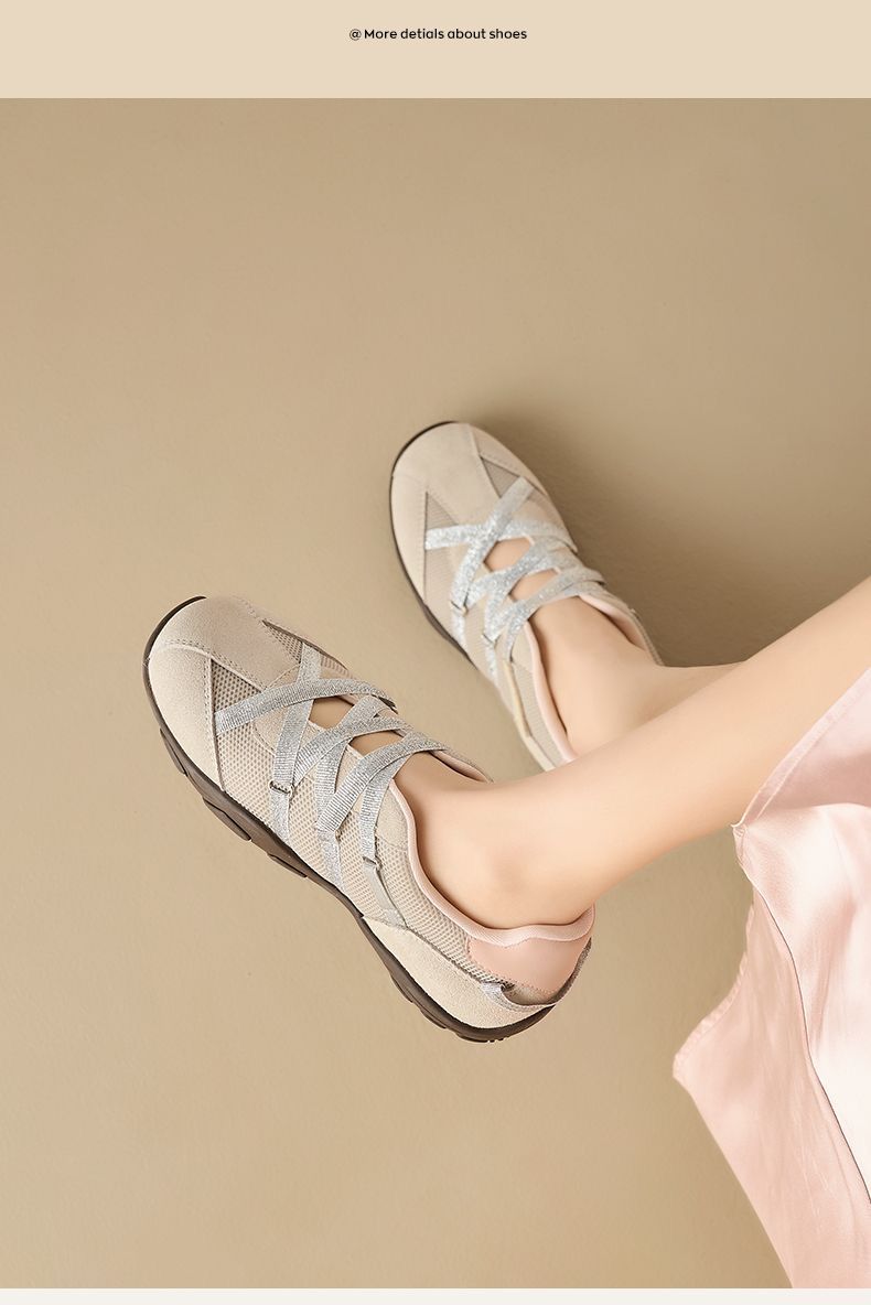 Dames cross-strap sneakers van ademend mesh in balletstijl_voghion.com
