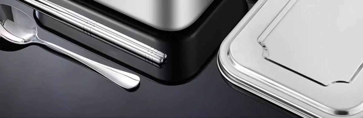 304 Eco-friendly Stainless Steel Thickened Box, Food-grade Rectangular Student Lunch Box With Lid, Suitable For_voghion.com