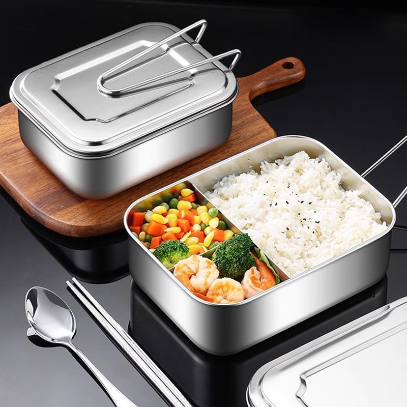304 Eco-friendly Stainless Steel Thickened Box, Food-grade Rectangular Student Lunch Box With Lid, Suitable For_voghion.com