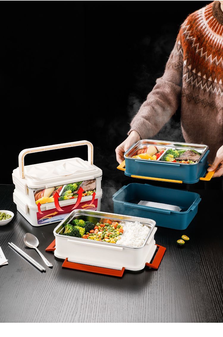 Self-heating No Electricity Or Fire Needed, Compartmented Food Device, Pack Lunch Box, Large-capacity Heating Box_voghion.com