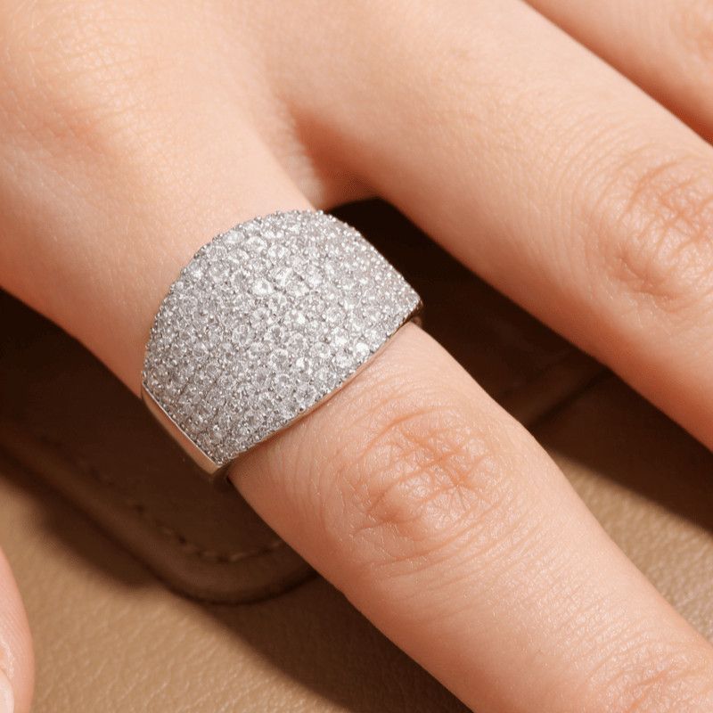 Breiter Diamantring Für Damen Luxuriöser Statement Schmuck_voghion.com