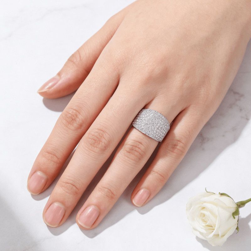 Breiter Diamantring Für Damen Luxuriöser Statement Schmuck_voghion.com