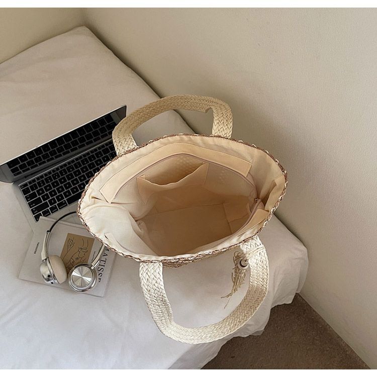Große Strohtasche Für Den Strandurlaub Handgeflochtene Schultertasche_voghion.com
