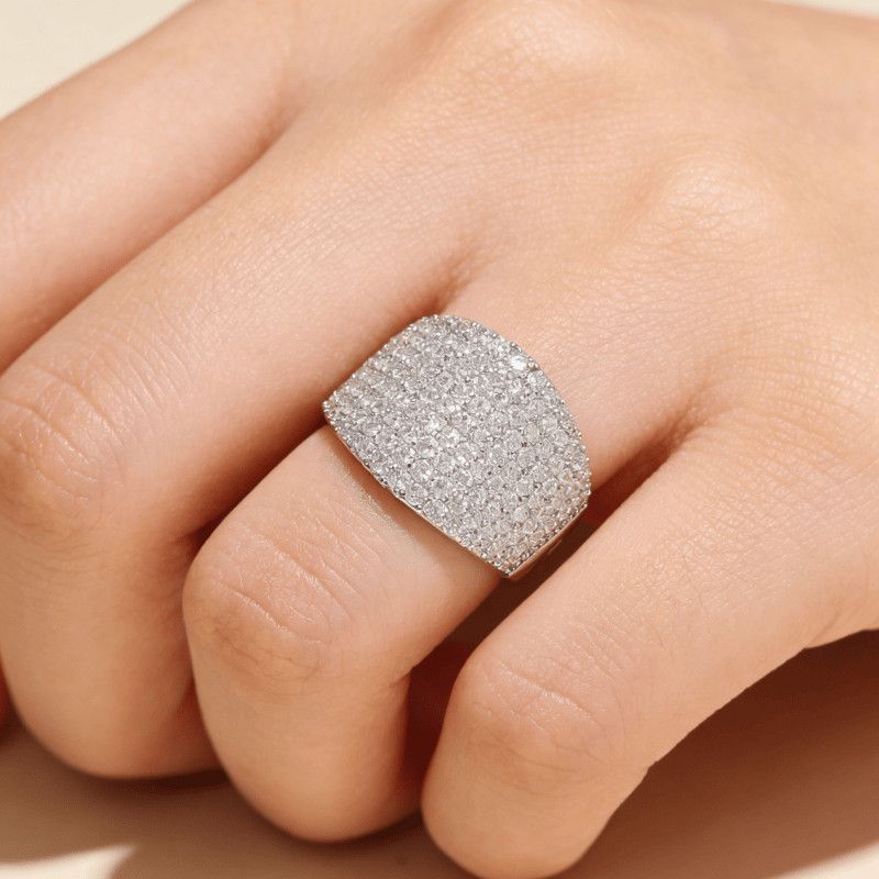 Breiter Diamantring Für Damen Luxuriöser Statement Schmuck_voghion.com