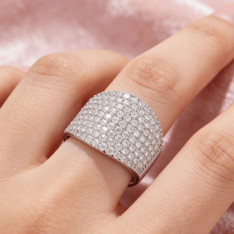 Breiter Diamantring Für Damen Luxuriöser Statement Schmuck_voghion.com