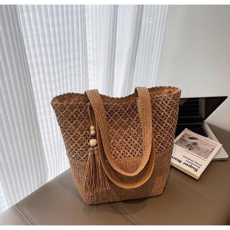 Große Strohtasche Für Den Strandurlaub Handgeflochtene Schultertasche_voghion.com