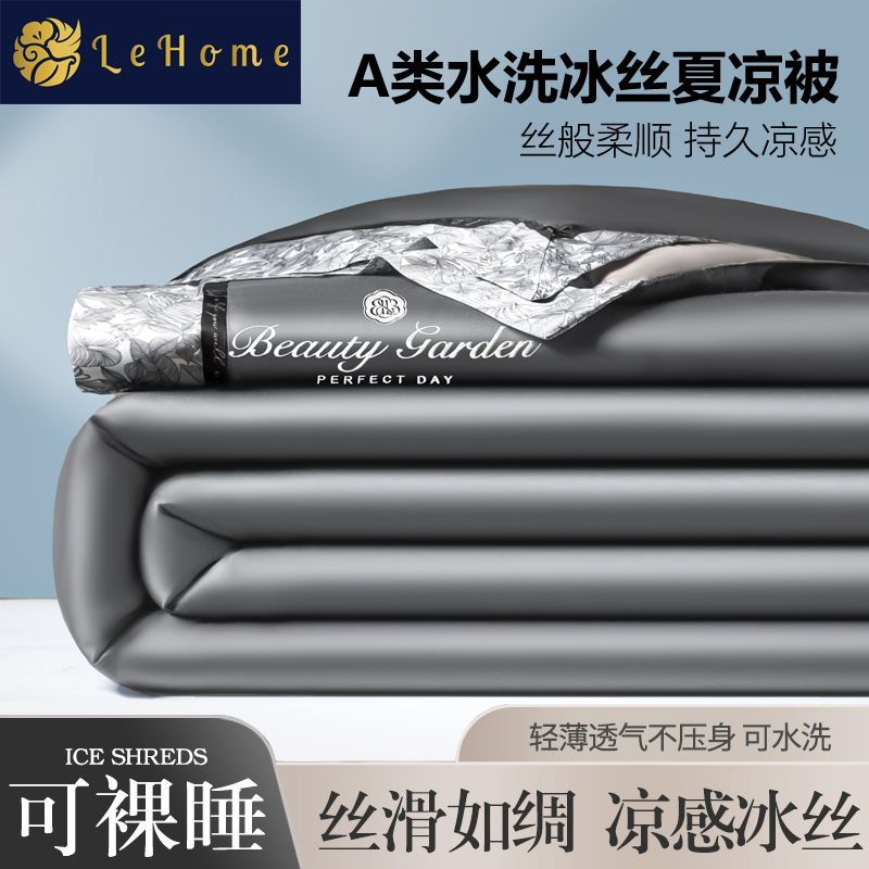 LEHOME凉感夏凉被空调被冰丝刺绣夏被四件套可水洗机洗薄款被子 图片 6