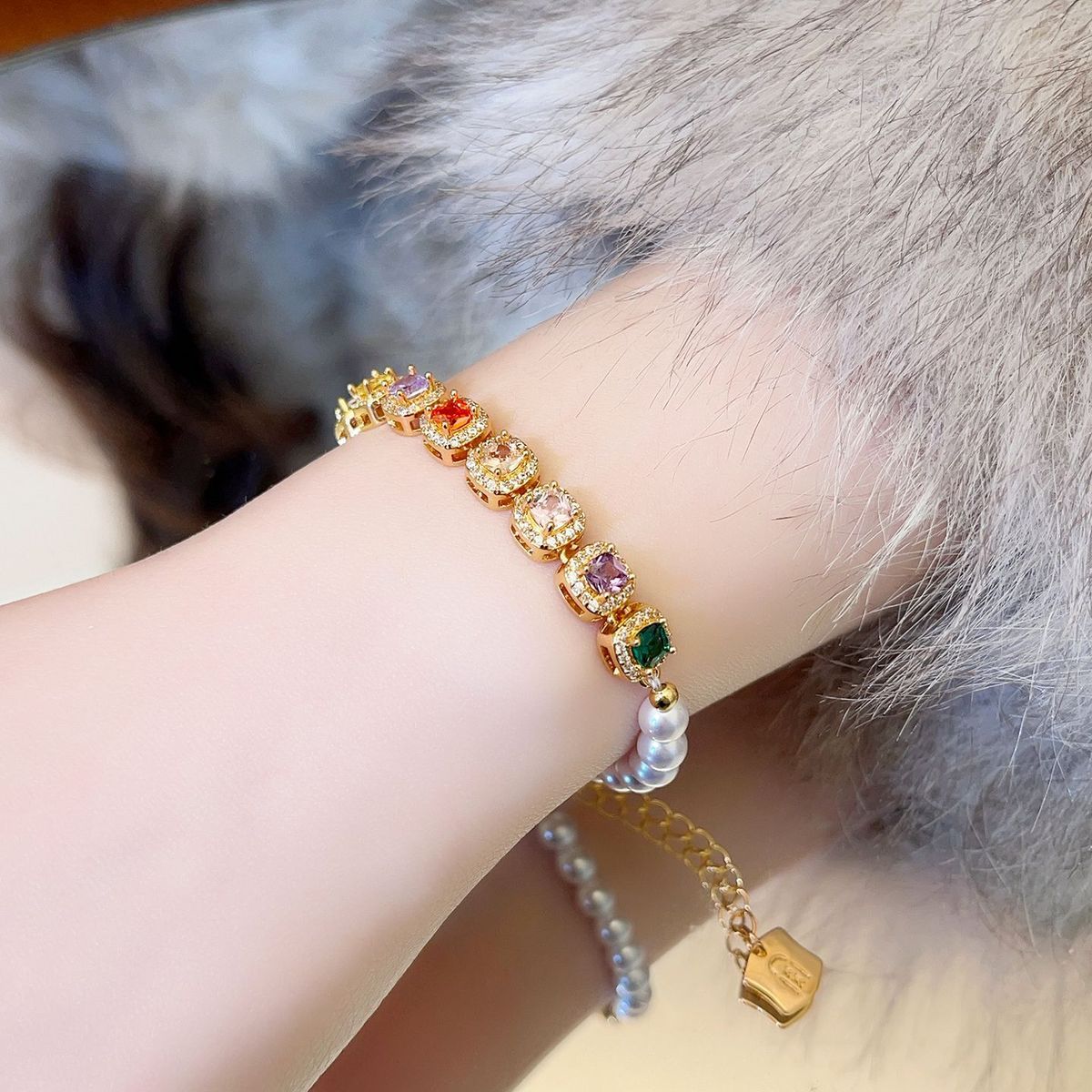 Color Zircon Pearl Bracelet detail image 15
