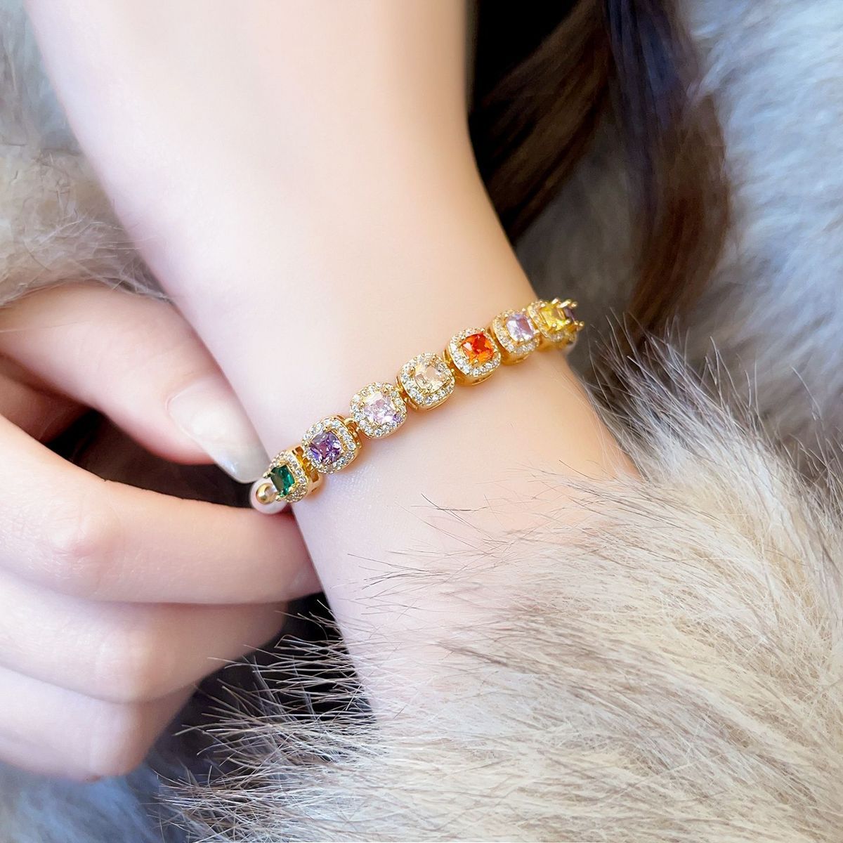 Color Zircon Pearl Bracelet detail image 5