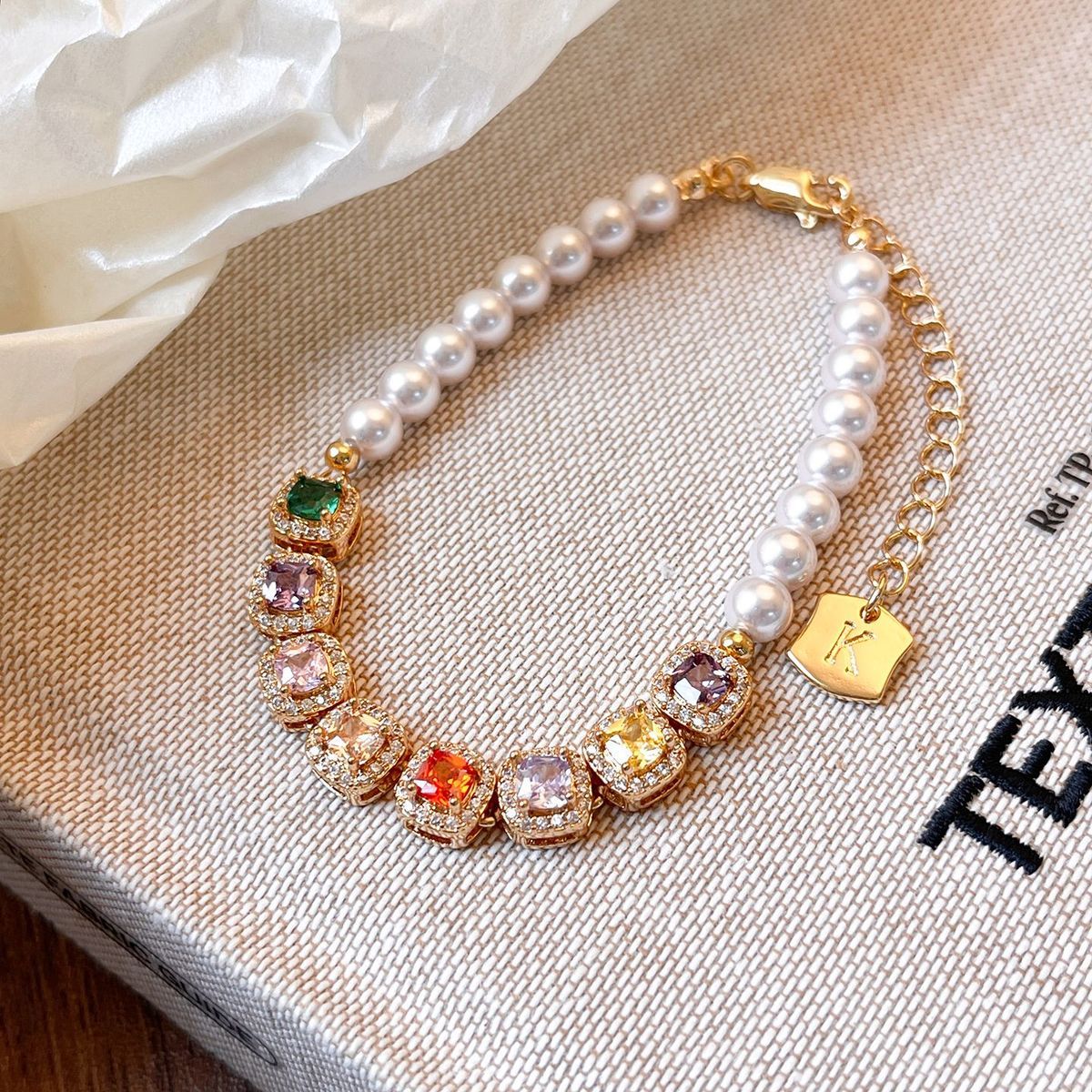 Color Zircon Pearl Bracelet detail image 19