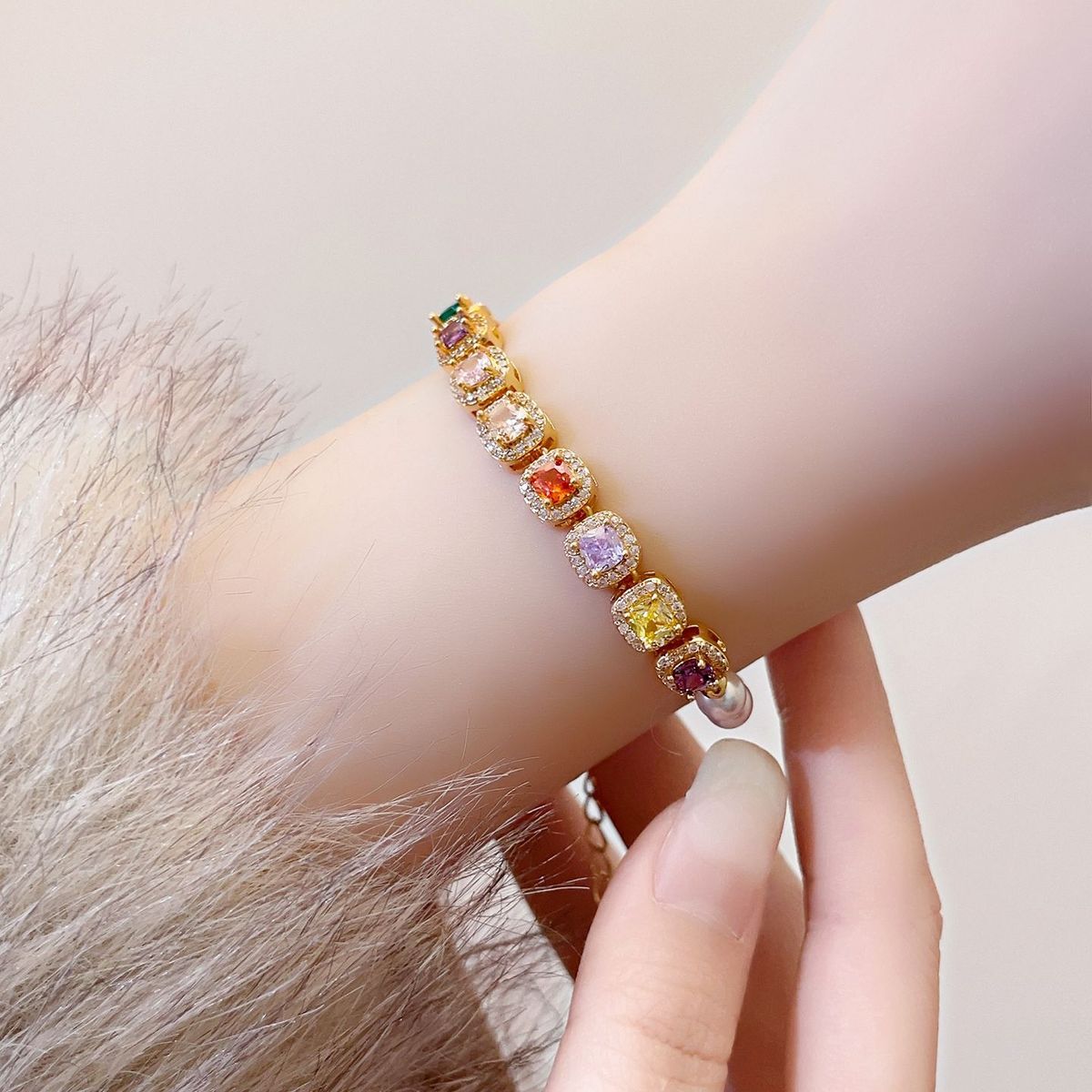 Color Zircon Pearl Bracelet detail image 7