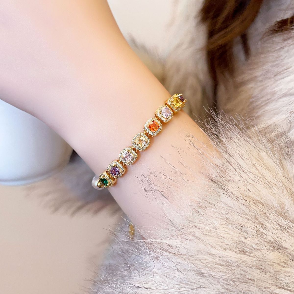 Color Zircon Pearl Bracelet detail image 3