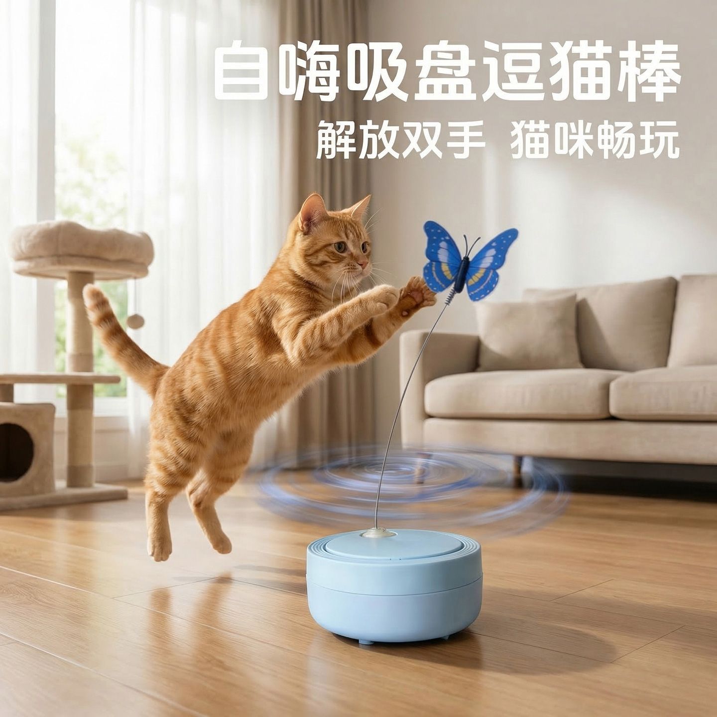 电动逗猫棒智能自动旋转蝴蝶猫咪玩具自嗨解闷神器消耗体力逗猫杆