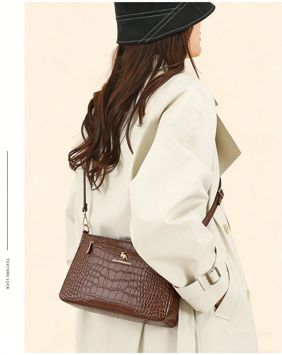 Women's Crocodile Pattern Shoulder Bag Large Capacity Crossbody_voghion.com