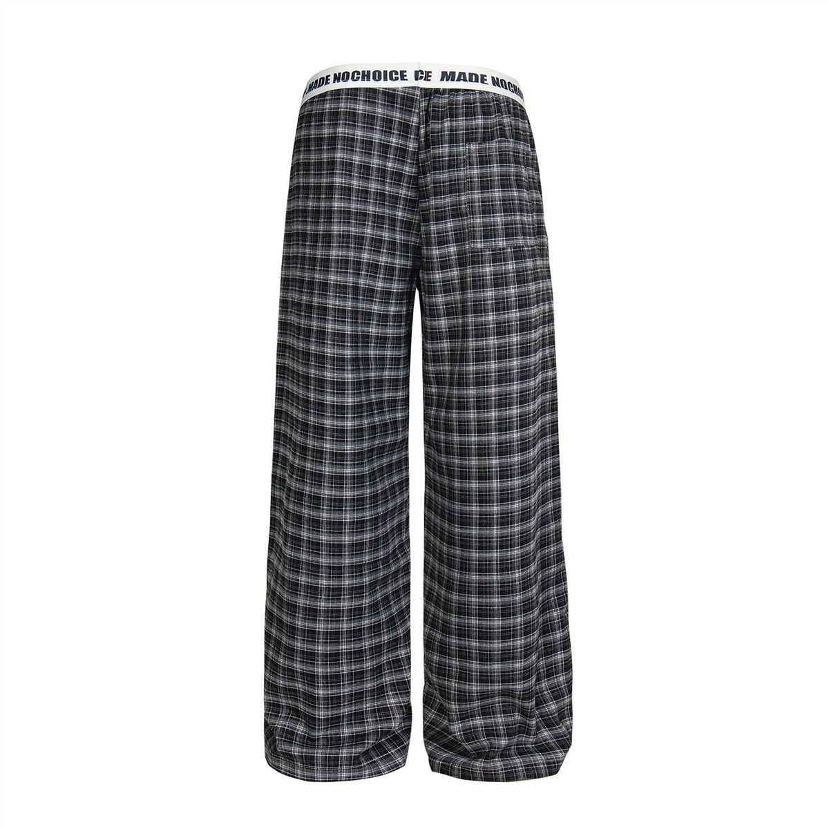 American Retro Plaid Casual For Women, New Spring/summer Style, Color-blocked Plaid, Loose-fitting, Slimming, Wide-leg_ecoleips.com