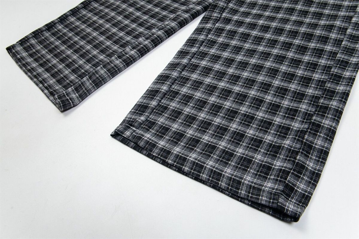 American Retro Plaid Casual For Women, New Spring/summer Style, Color-blocked Plaid, Loose-fitting, Slimming, Wide-leg_ecoleips.com