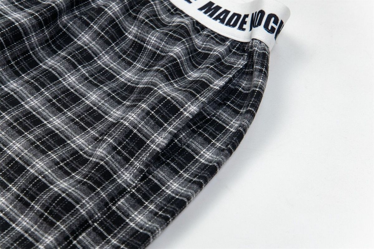 American Retro Plaid Casual For Women, New Spring/summer Style, Color-blocked Plaid, Loose-fitting, Slimming, Wide-leg_ecoleips.com