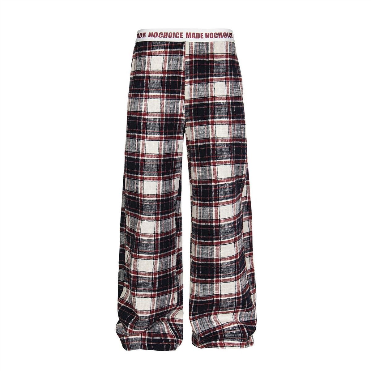 American Retro Plaid Casual For Women, New Spring/summer Style, Color-blocked Plaid, Loose-fitting, Slimming, Wide-leg_ecoleips.com