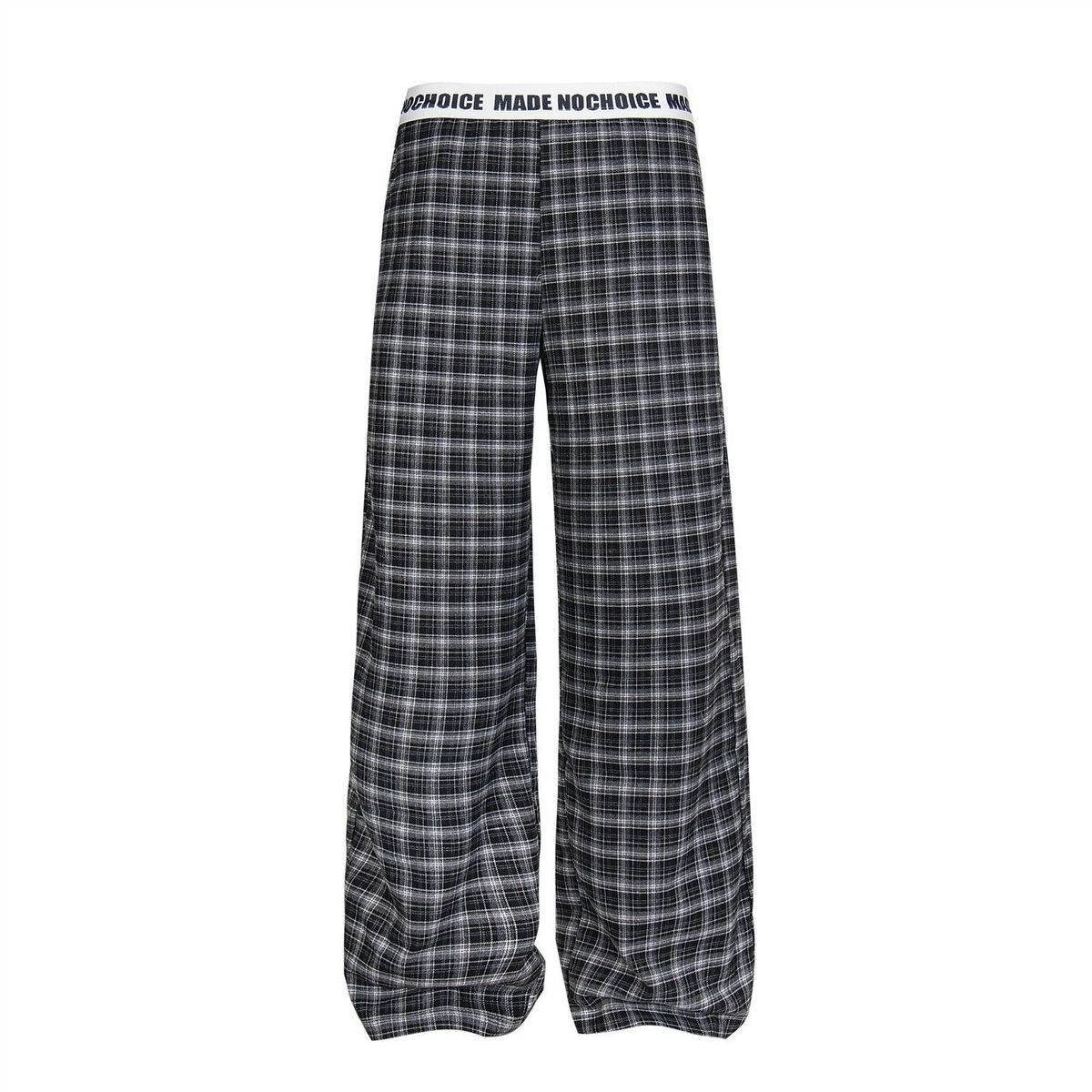 American Retro Plaid Casual For Women, New Spring/summer Style, Color-blocked Plaid, Loose-fitting, Slimming, Wide-leg_ecoleips.com