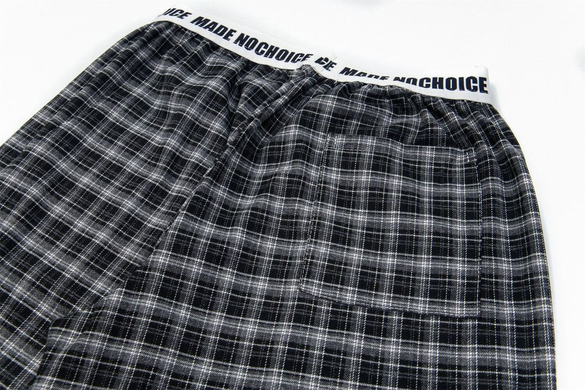 American Retro Plaid Casual For Women, New Spring/summer Style, Color-blocked Plaid, Loose-fitting, Slimming, Wide-leg_ecoleips.com