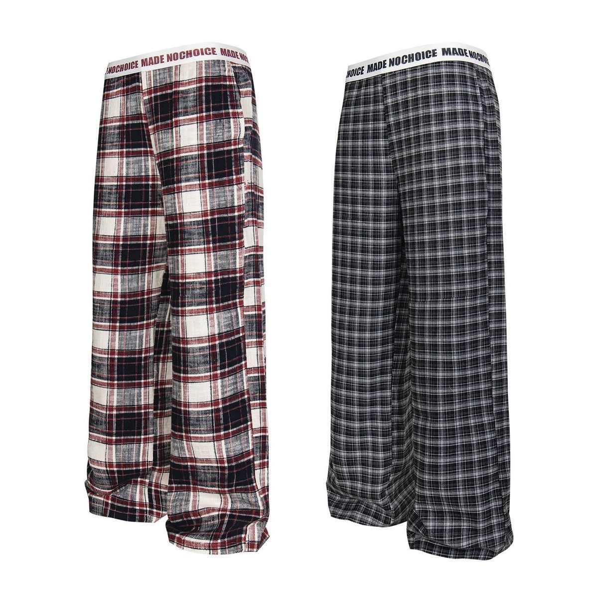 American Retro Plaid Casual For Women, New Spring/summer Style, Color-blocked Plaid, Loose-fitting, Slimming, Wide-leg_ecoleips.com