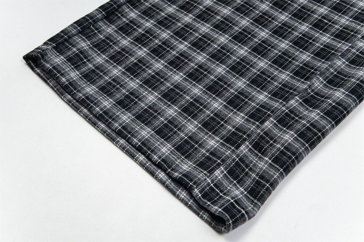 American Retro Plaid Casual For Women, New Spring/summer Style, Color-blocked Plaid, Loose-fitting, Slimming, Wide-leg_ecoleips.com