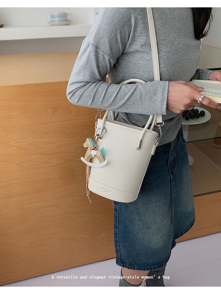 Borsa a secchiello elegante donna, borsa a tracolla capiente_voghion.com