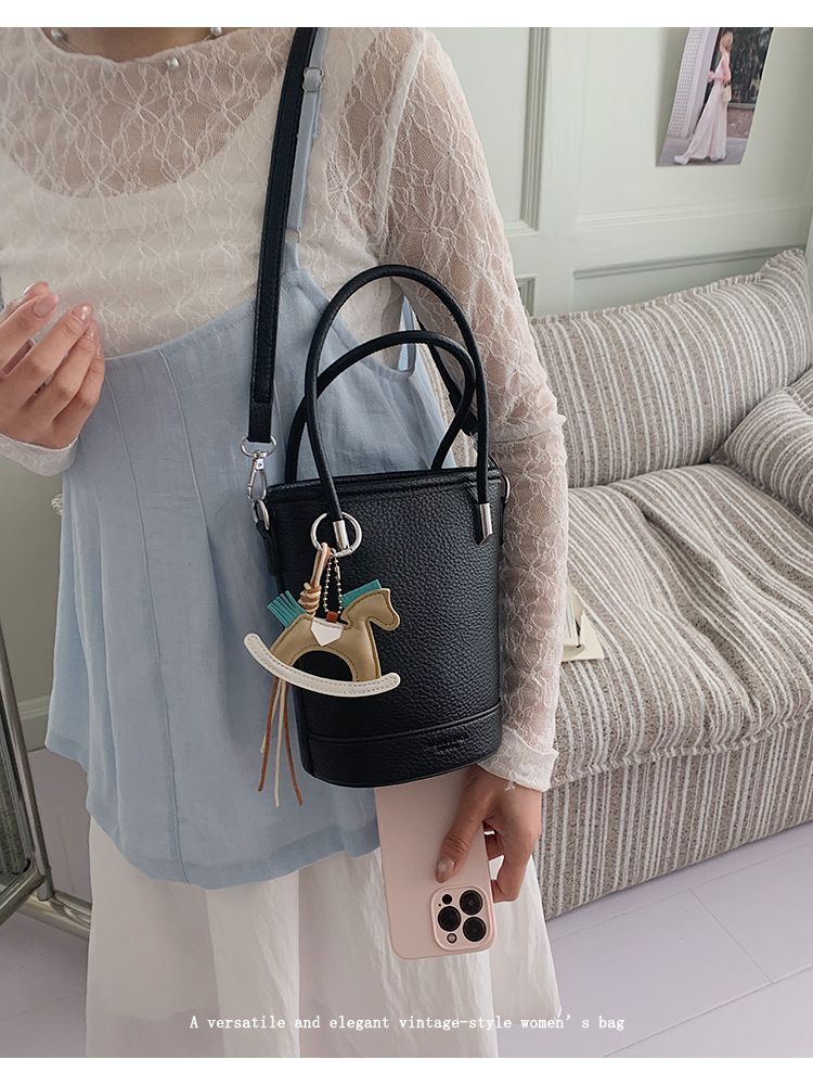 Borsa a secchiello elegante donna, borsa a tracolla capiente_voghion.com