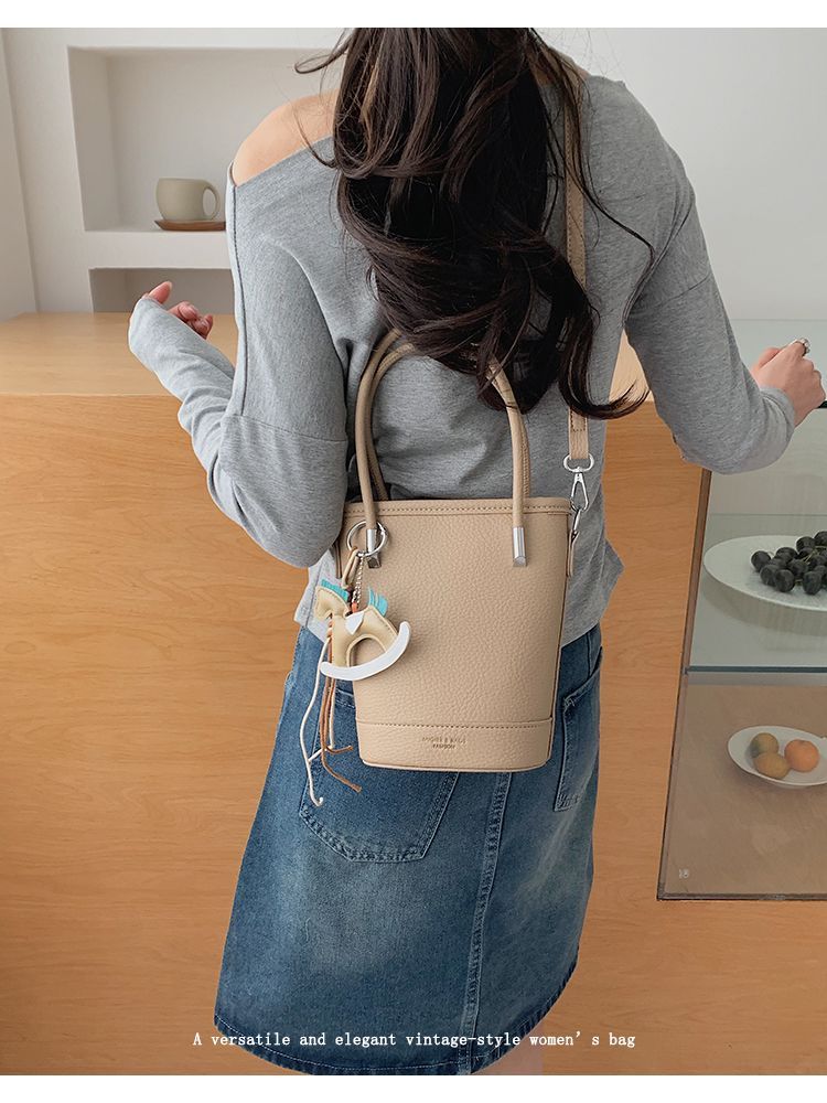 Borsa a secchiello elegante donna, borsa a tracolla capiente_voghion.com