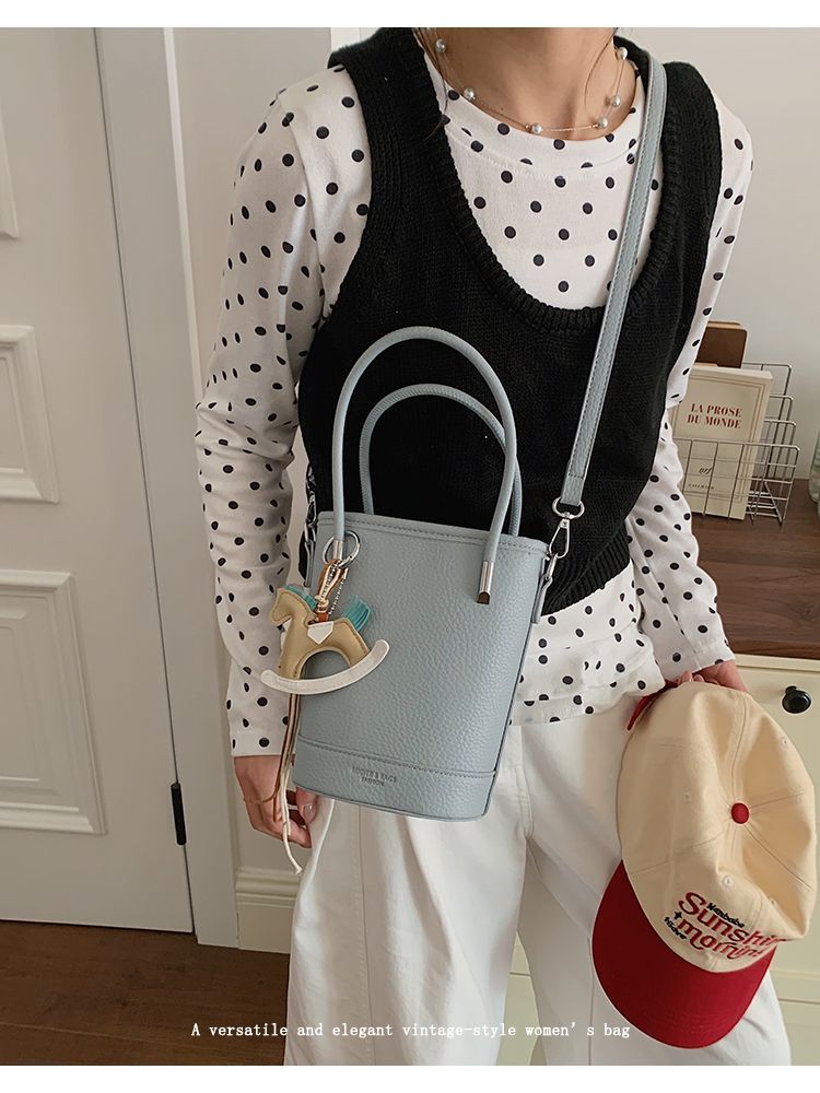 Borsa a secchiello elegante donna, borsa a tracolla capiente_voghion.com
