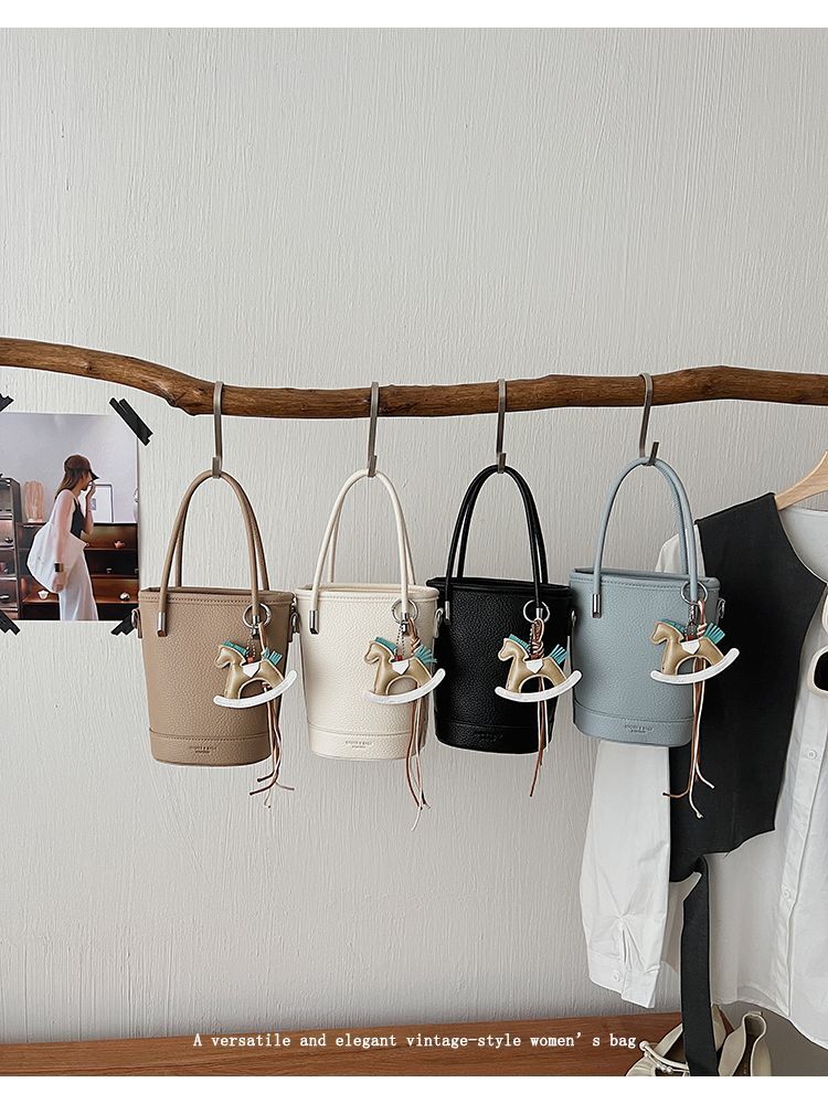 Borsa a secchiello elegante donna, borsa a tracolla capiente_voghion.com