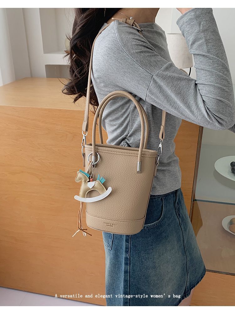 Borsa a secchiello elegante donna, borsa a tracolla capiente_voghion.com
