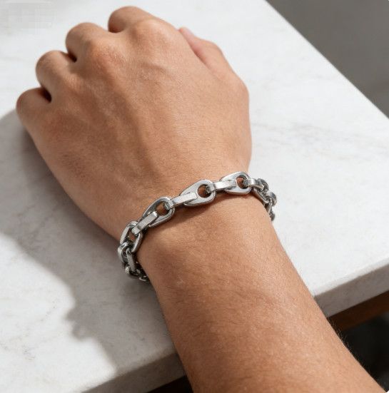 Titanium Steel Water Drop Silver Chain Bracelet Versatile Style_voghion.com