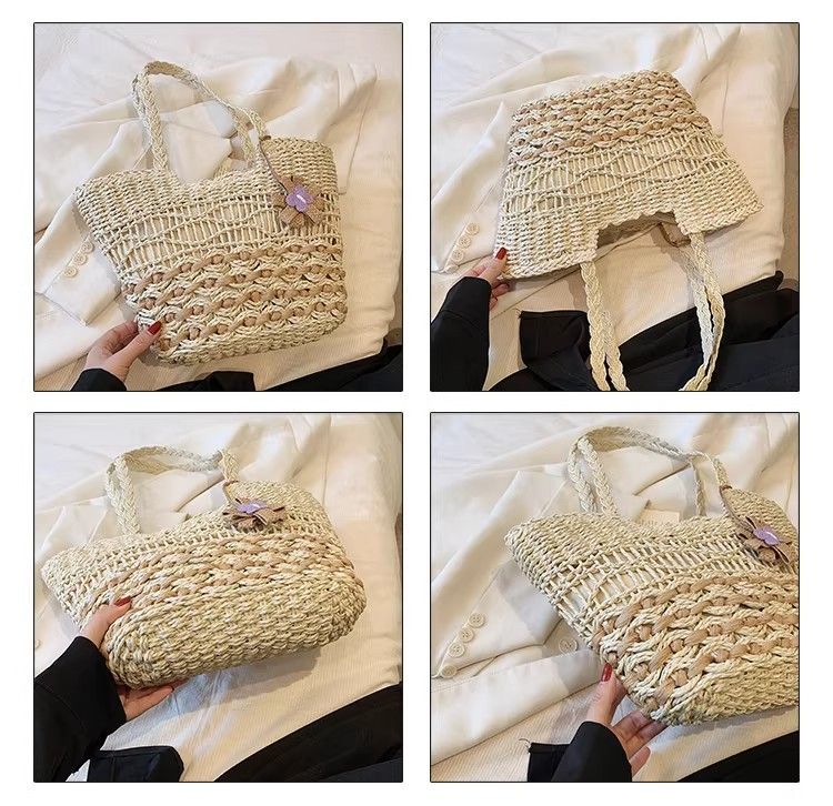Große Stroh-tragetasche Für Damen, Gewebte Korbtasche Für Strand_voghion.com