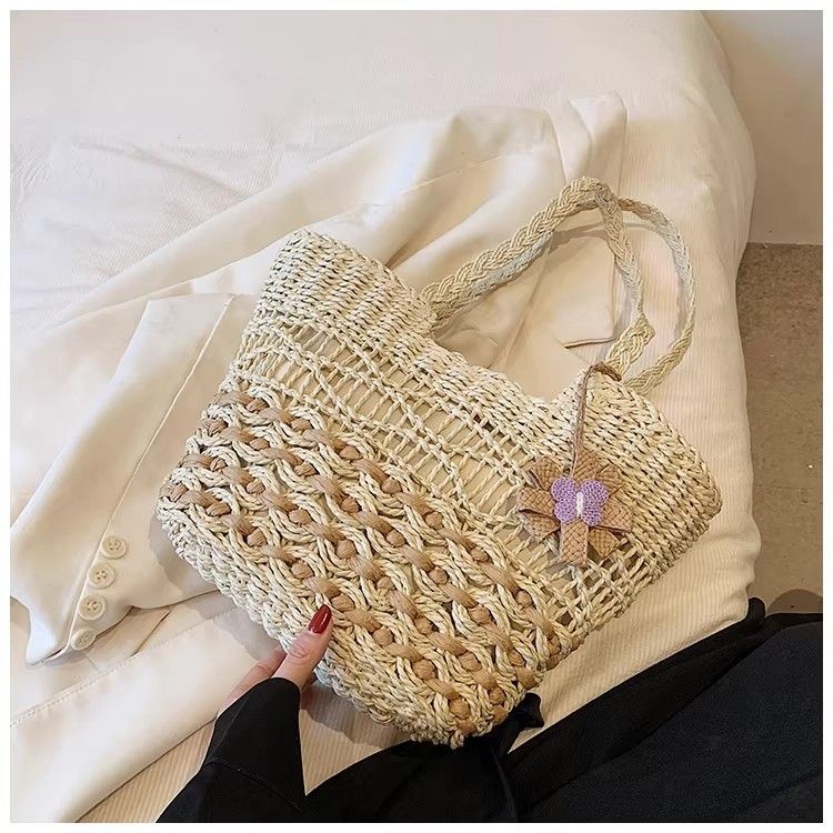 Große Stroh-tragetasche Für Damen, Gewebte Korbtasche Für Strand_voghion.com