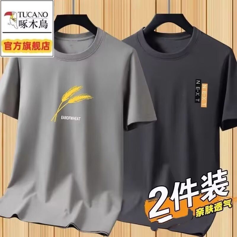 啄木鸟品牌短袖T恤男夏天薄款圆领气质短袖运动上衣打底体恤衫潮1