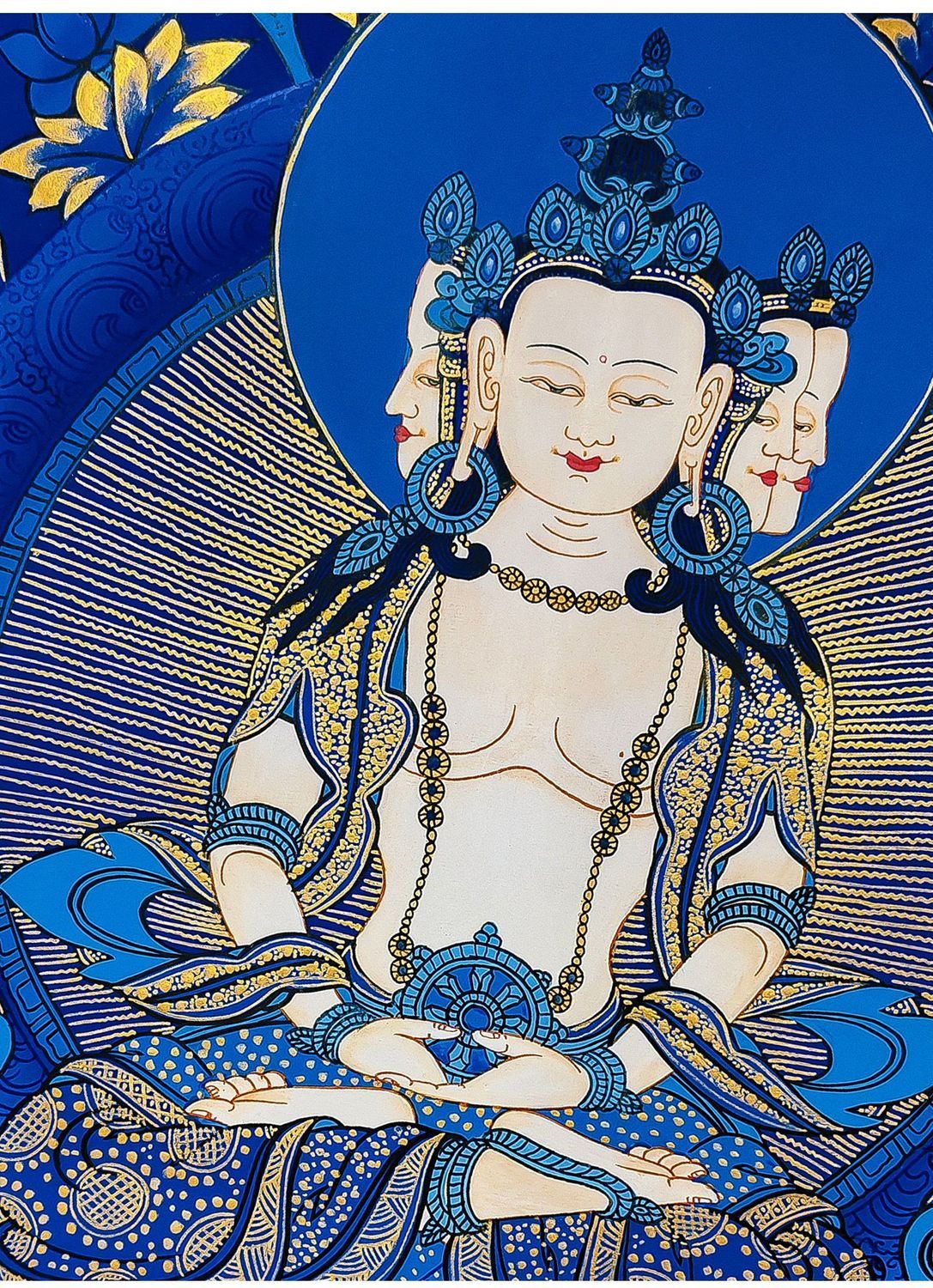 Hand-Painted 手绘唐卡挂画黄财神绿度母文殊手工绘制西藏尼泊尔装饰画四臂观音 detail 6