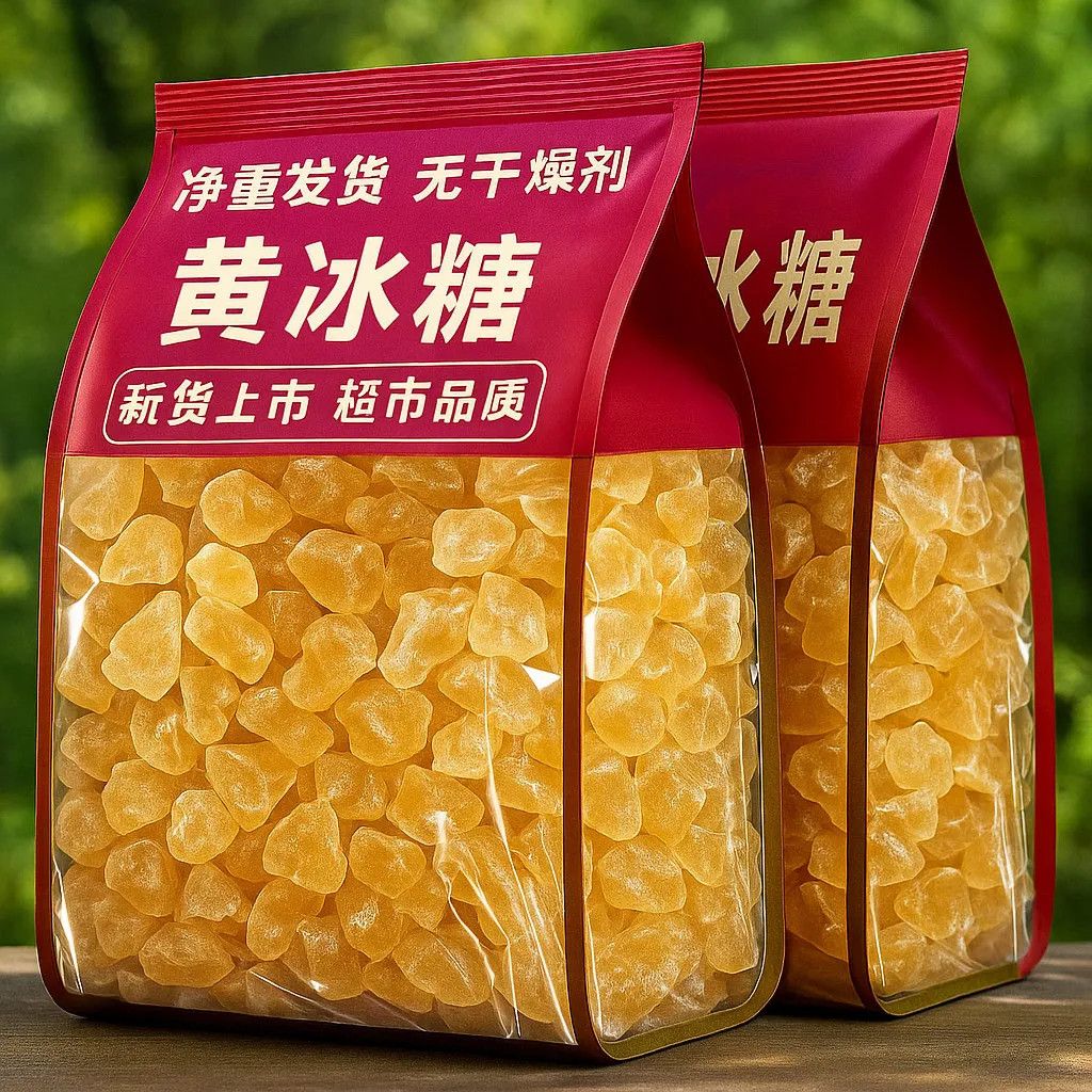 500g袋装黄冰糖云南自然纯甘蔗黄冰糖卤菜奶茶煲汤袋装多晶老冰糖 图片 3
