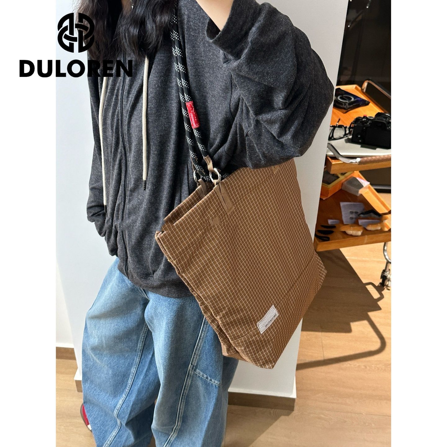 DULOREN山系攀岩绳户外防水尼龙男女手拎单肩包大容量通勤托特包 图片 3