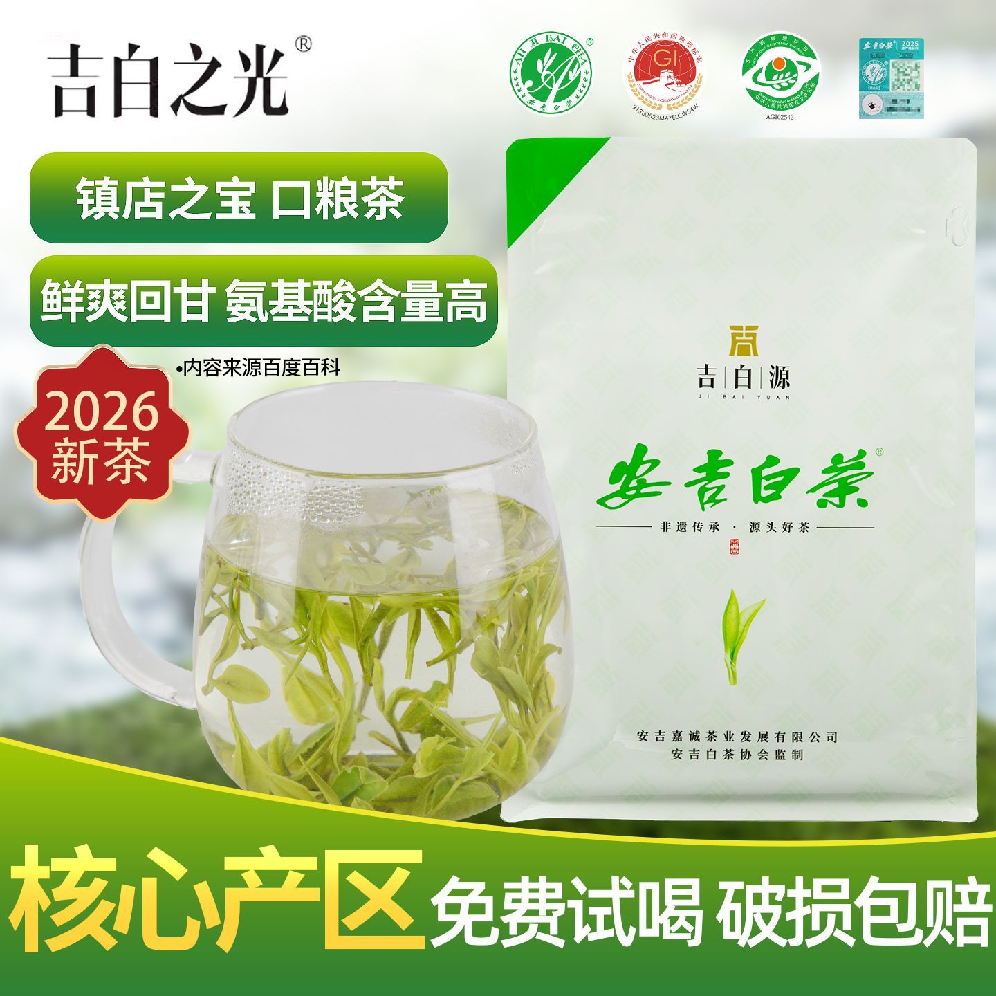 明前高山春茶口粮茶叶袋装绿茶实惠尝鲜装安吉白茶2026新茶正宗