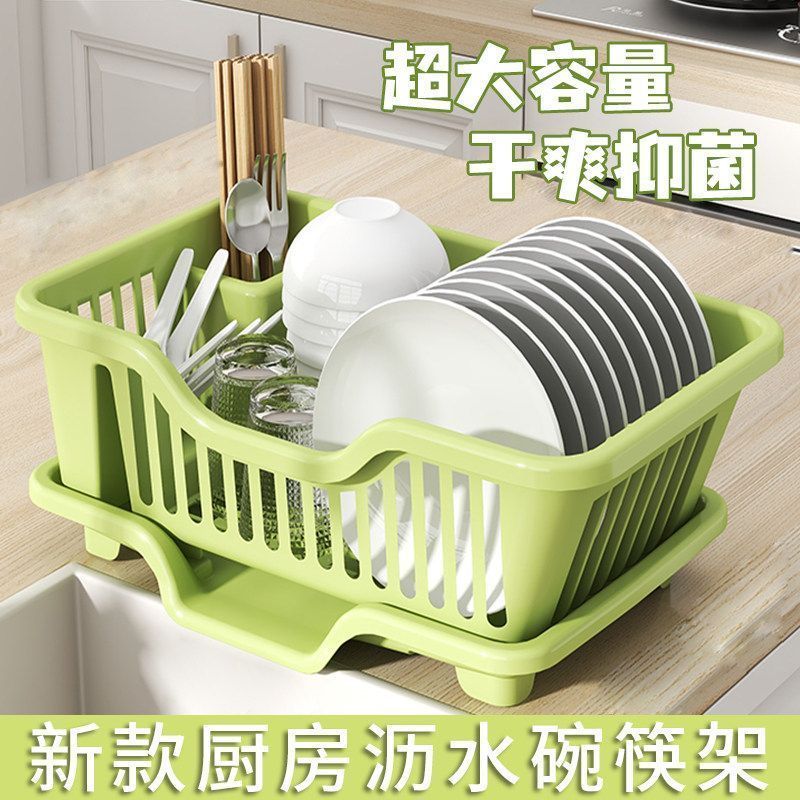 沥水碗盘架家用塑料碗筷收纳盒台面沥水篮碗架厨房置物架放碗餐具 图片 4
