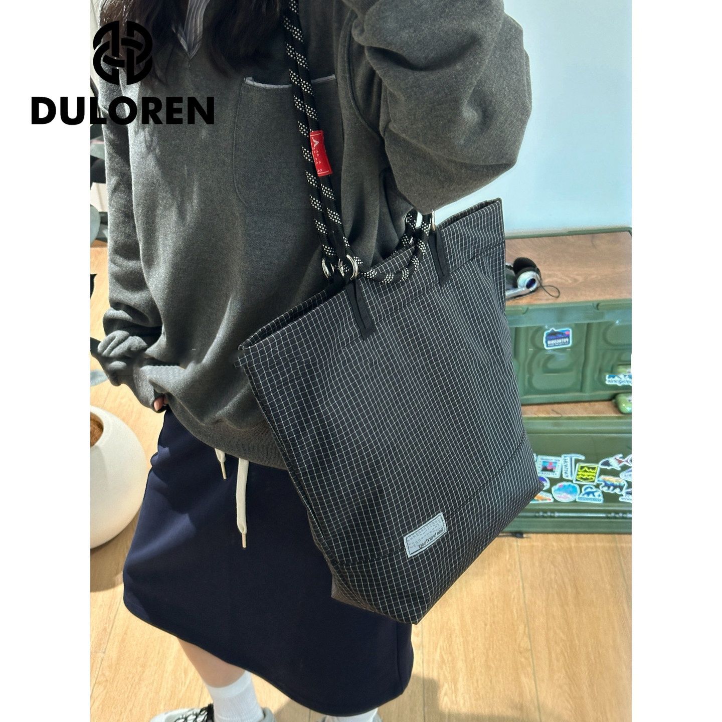 DULOREN山系攀岩绳户外防水尼龙男女手拎单肩包大容量通勤托特包 图片 2