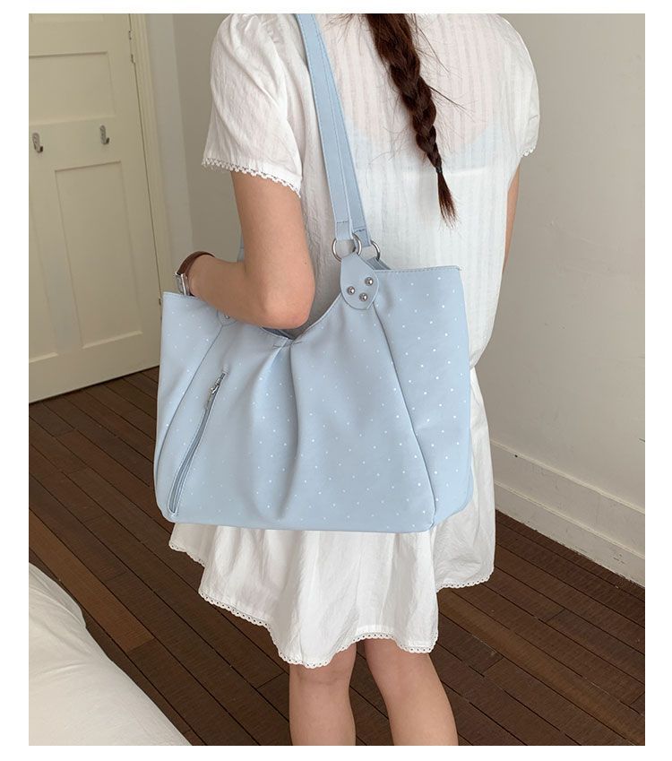 Polka Dot Tote Bag, Stylish Pu Leather Shoulder Bag For Women_voghion.com