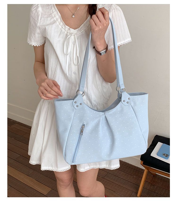 Polka Dot Tote Bag, Stylish Pu Leather Shoulder Bag For Women_voghion.com