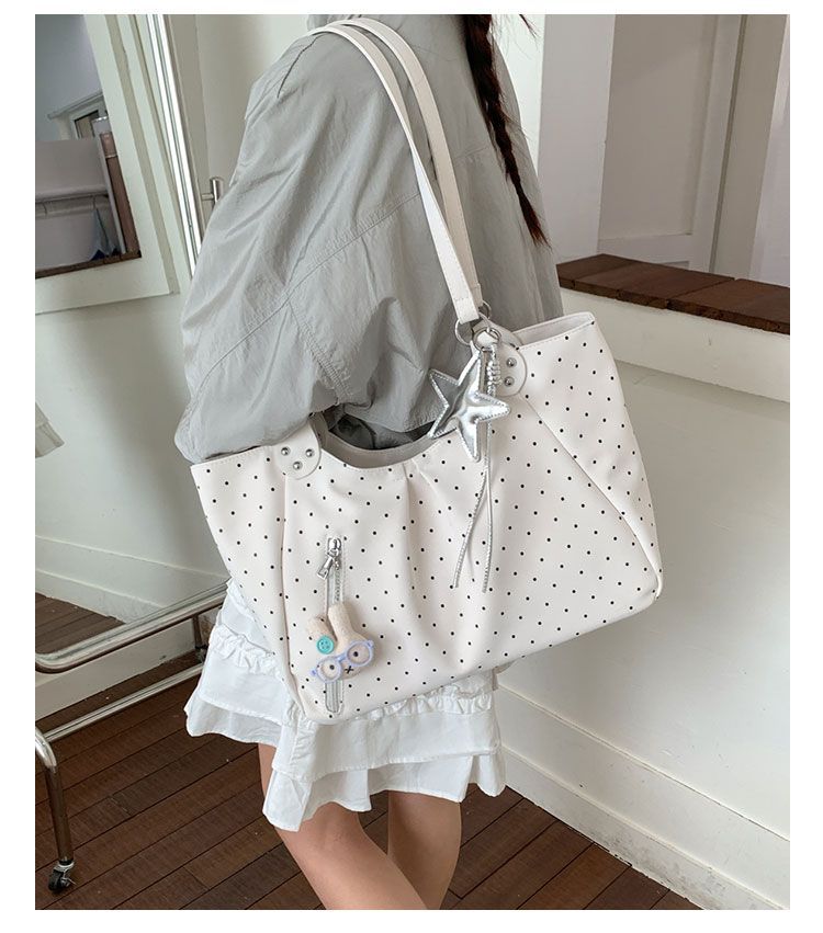 Polka Dot Tote Bag, Stylish Pu Leather Shoulder Bag For Women_voghion.com