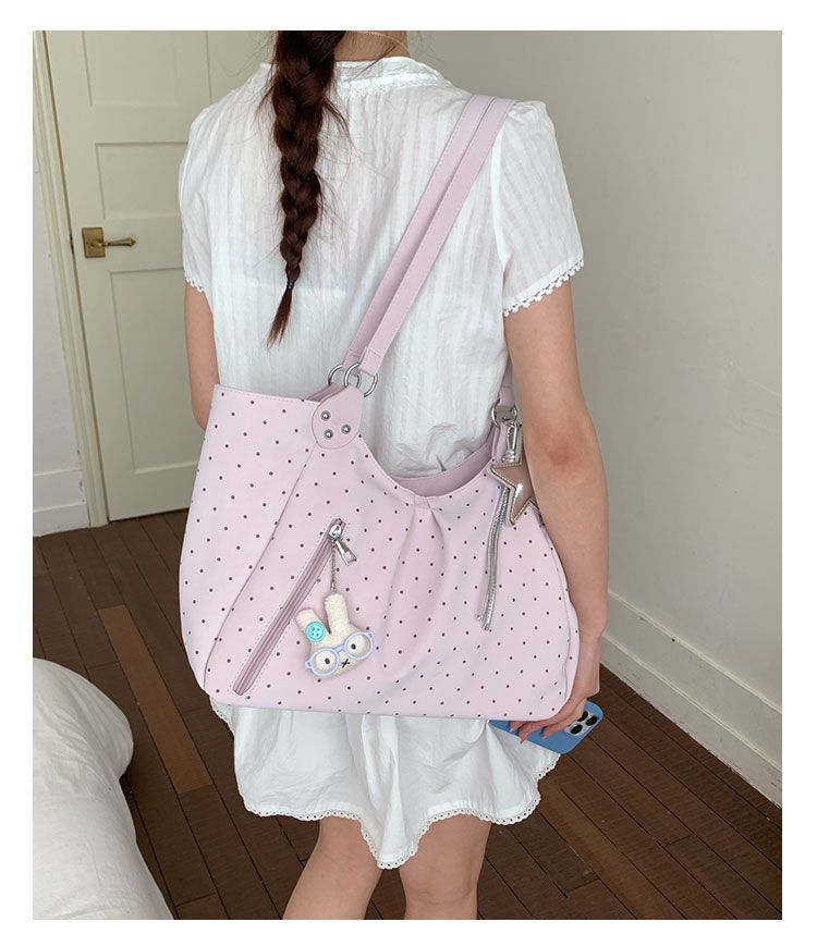 Polka Dot Tote Bag, Stylish Pu Leather Shoulder Bag For Women_voghion.com